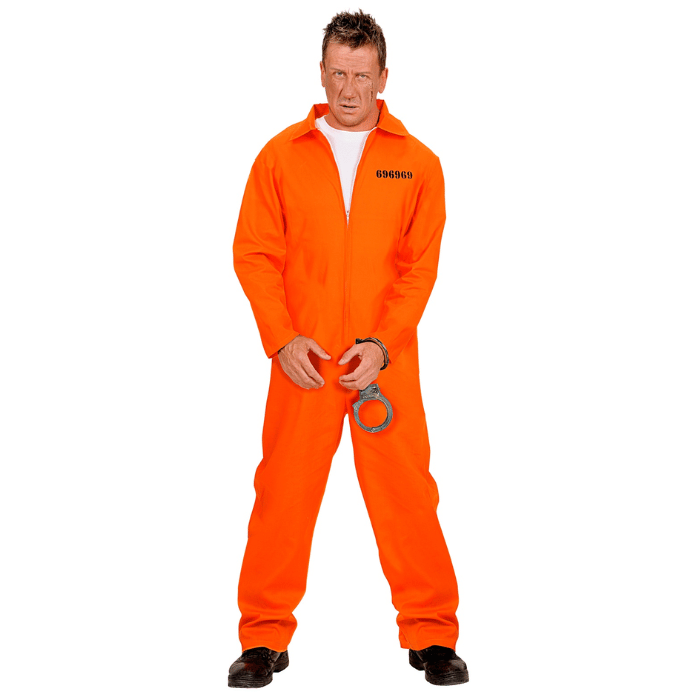 Fængselsdragt Kostume i Orange med Håndjern - Tilbud!