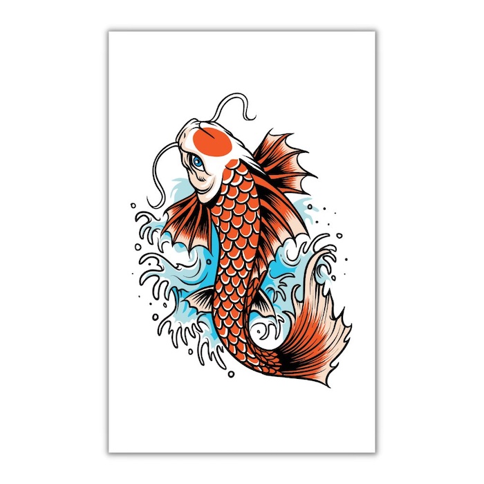 Falsk Koi Fisk Tatovering - Perfekt til Temafesten!