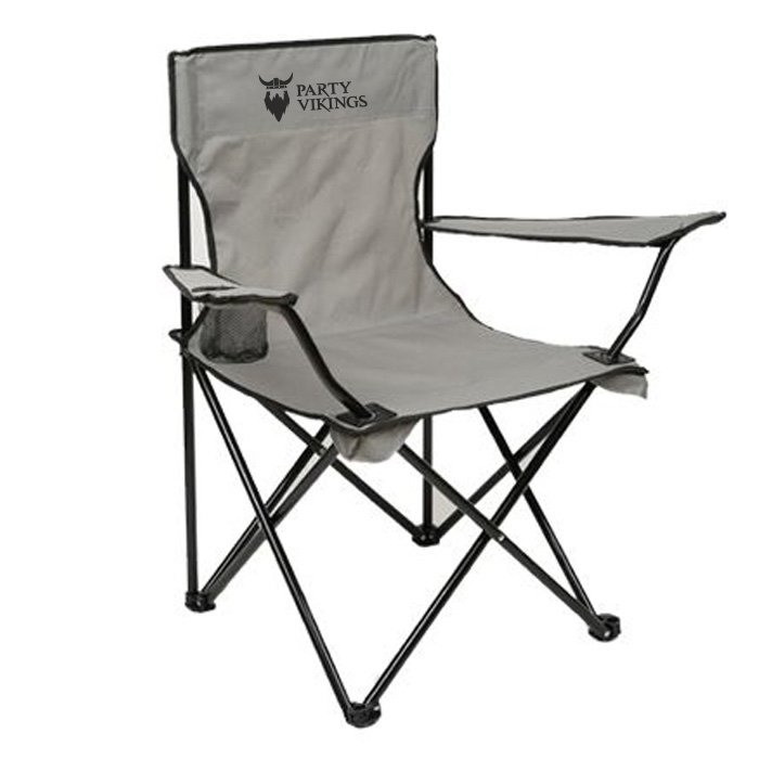 Grå Festivalstol med Kopholder - Perfekt til Camping!