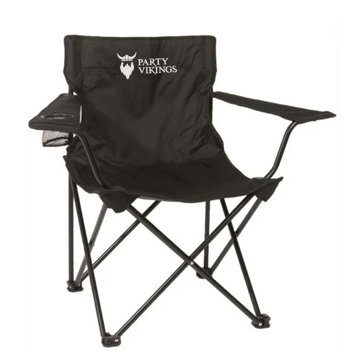 Festivalstol i Sort med Kopholder - Perfekt til Camping!