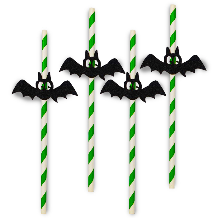 Grønne Flagermus Sugerør til Halloween Fest 10 stk.