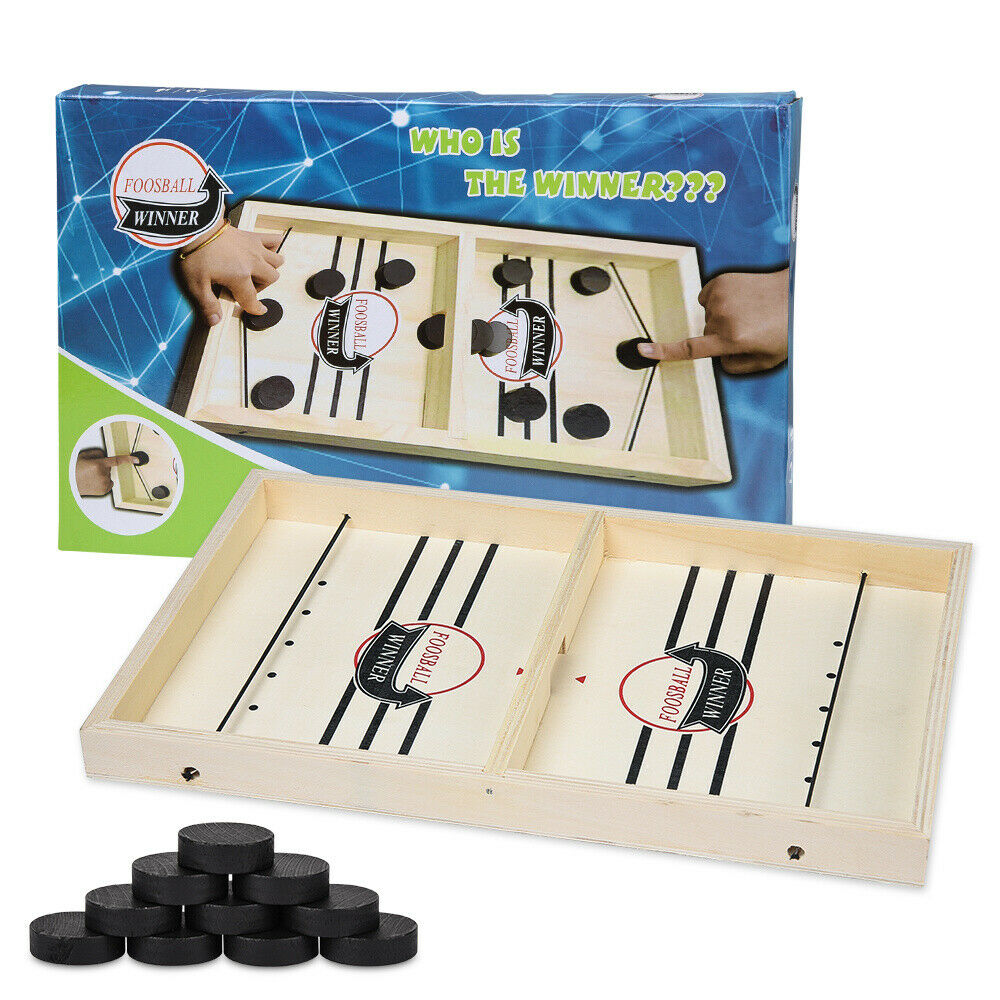Flying Sling Puck Spil med 12 Pucks - Mini Bordhockey