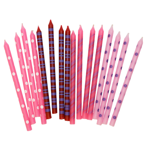 Fødselsdagslys i Pink Nuancer - 16 stk. à 15 cm