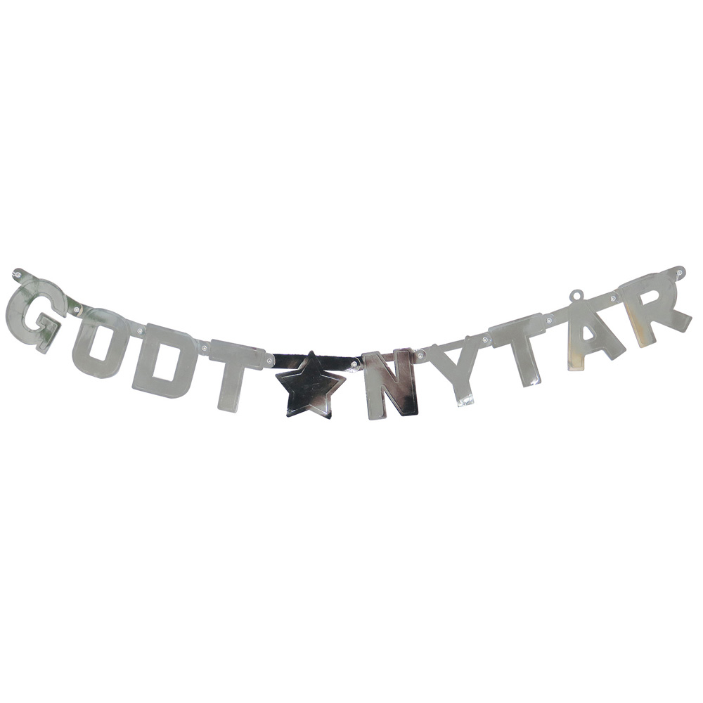 Sølv Godt Nytår Banner til Uforglemmelig Festpynt