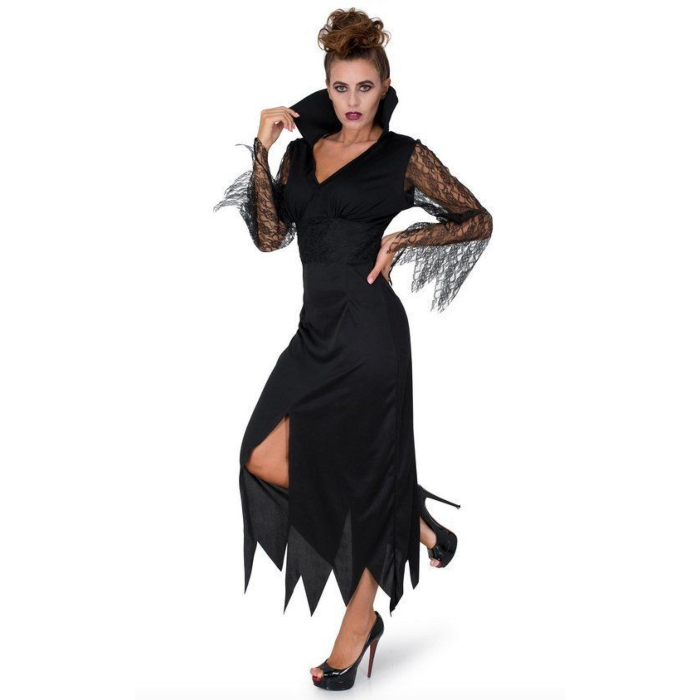 Gotisk Troldkvinde Kostume i Sort – Magisk Look!