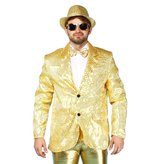 Guld Paillet Blazer - Perfekt til Fest og Temafester!