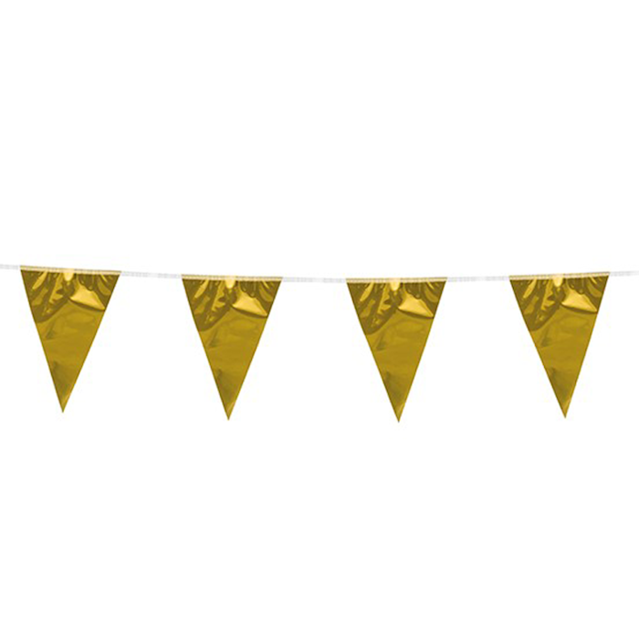 Guld Metallic Flagguirlande 10 Meter - Perfekt til Fest!