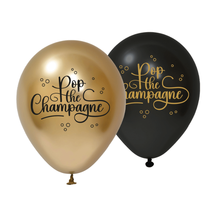 Guld og Sort Balloner - Pop The Champagne Fest 30 stk.