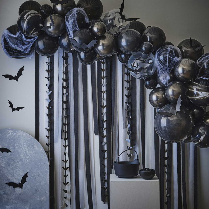 Halloween Flagermus Ballonbue - 120 Dele til Festen