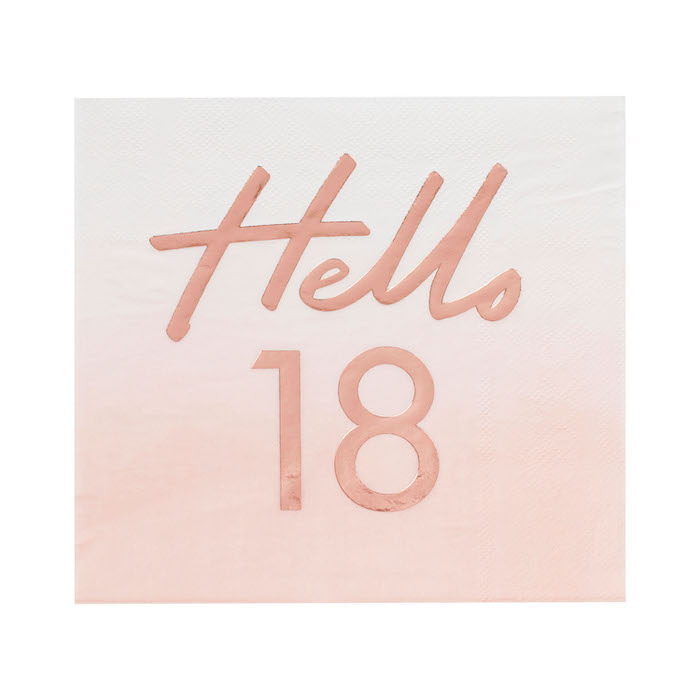 Hello 18 Pink/Rose Gold Servietter til Festen