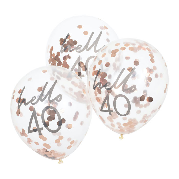 Hello 40 Rose Gold Fødselsdagsballoner - 5 stk.