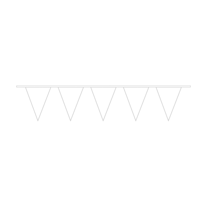 Hvid Plastik Flagguirlande 10 Meter - Festlig Dekoration