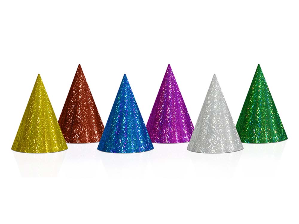 Holografiske Kegle Festhatte – 20 Stk. til Festen!