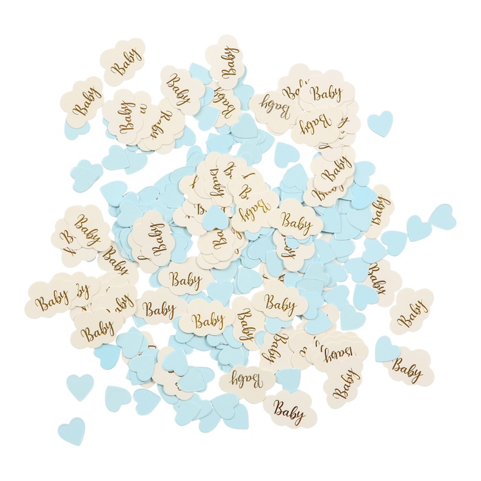 Lyseblå Hjerter Konfetti til Babyshower og Barnedåb