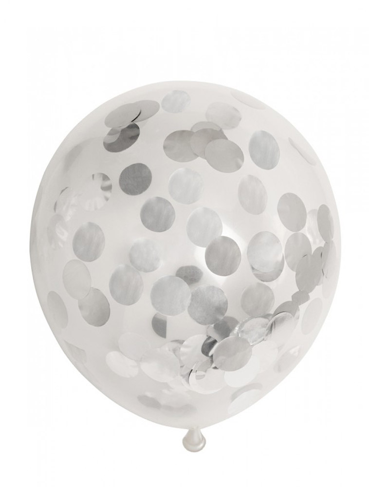 Sølvmetallic Konfetti Balloner - 6 stk. til Festlige Begivenheder