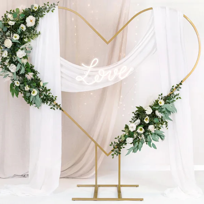 Lej Guld Hjerteformet Backdrop Stativ til Fest