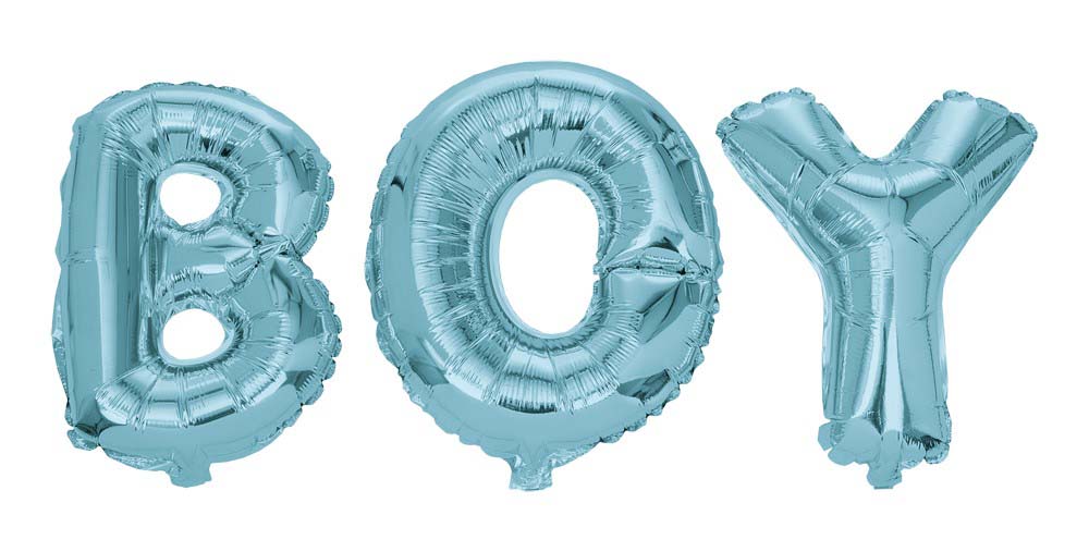 Lyseblå Bogstavballoner til Baby Shower - BOY Fest