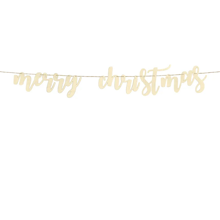 Merry Christmas Banner i Træ - Perfekt Juledekoration