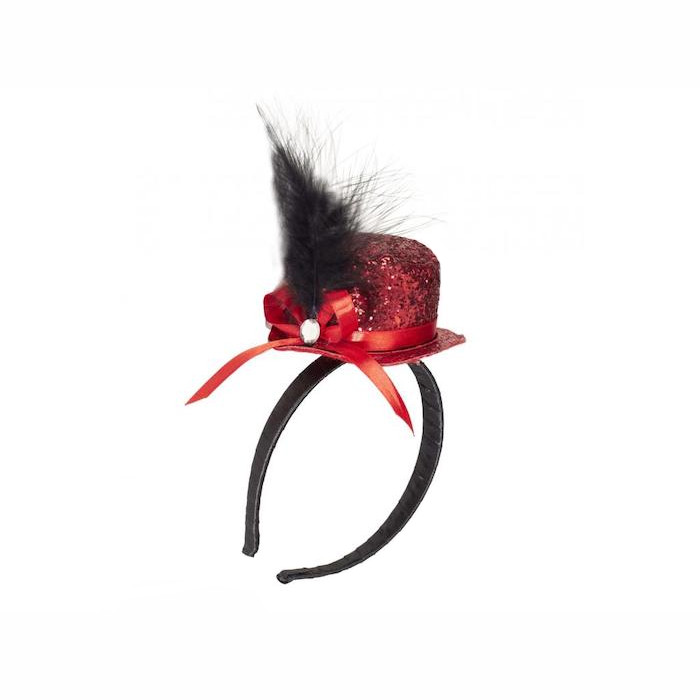 Mini Glitter Rund Hat i Rød til Temafest