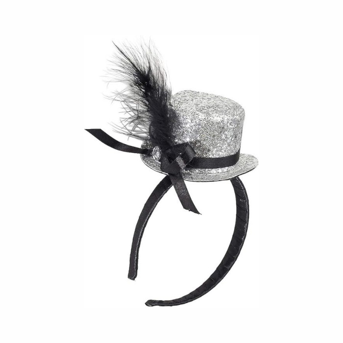 Mini Glitter Rund Hat i Sølv - Perfekt til Festen!