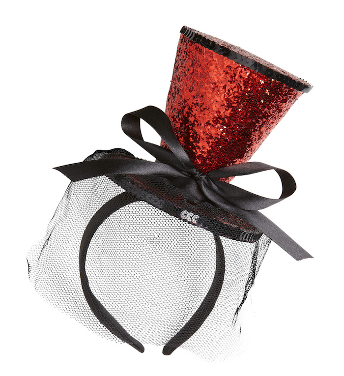 Mini Glitter Top Hat i Rød til Nytårsfest