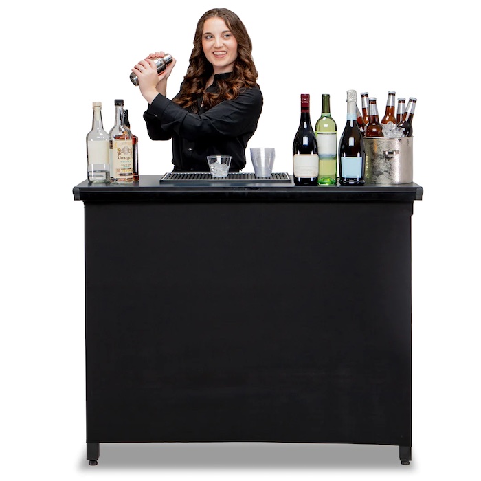Transportabel Sort Cocktail Bar med Taske - Mobil Bar 115x100