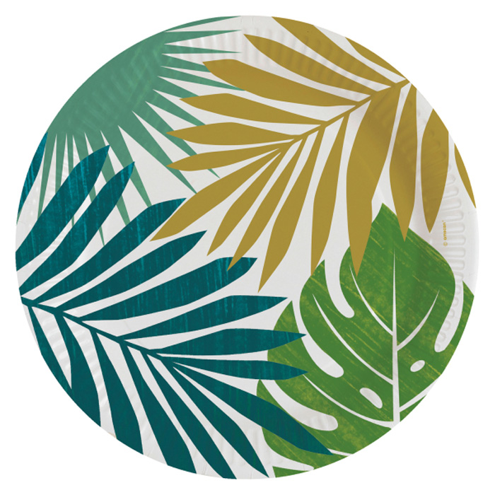 Monstera Palme Tallerkner - Sæt med 8 stk.