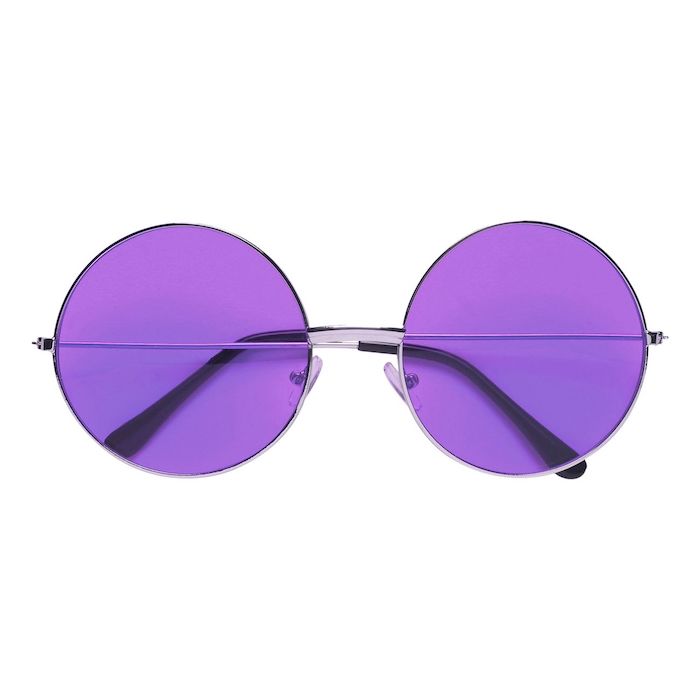 Runde Lilla Neon Solbriller - Perfekte til Fester!