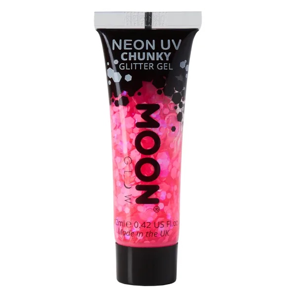 Neon UV Chunky Glitter Gel i Hot Pink - 12 ml