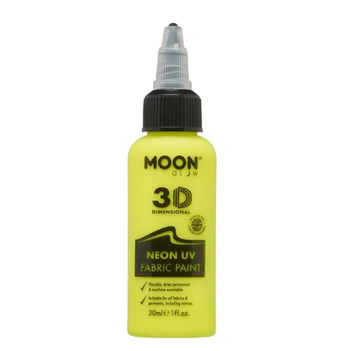 Neon UV Tekstilfarve Gul 30 ml fra Moon Creations