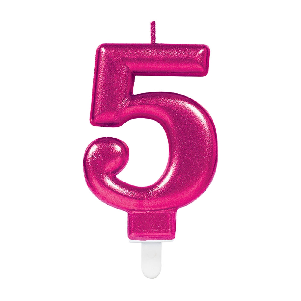 Nummerlys 5 - Pink til Festlig Fødselsdagskage