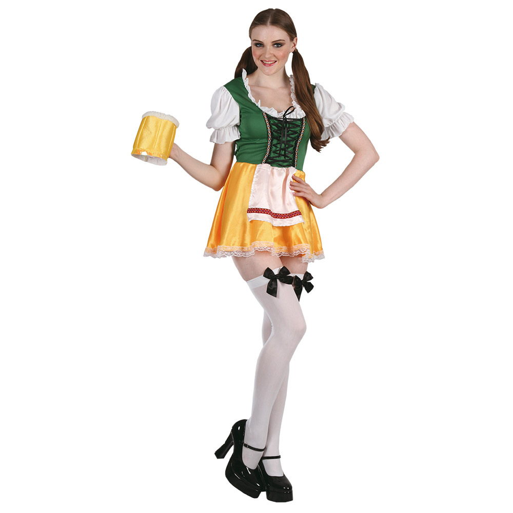 Oktoberfest Tyrolerkjole i Gul og Grøn – Festlig Elegance!