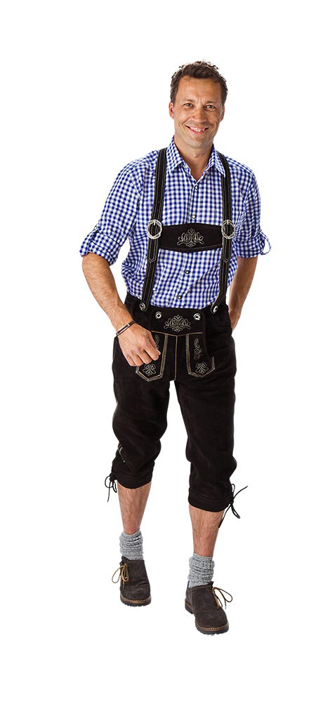 Deluxe Lederhosen i Ægte Læder til Oktoberfest - Sort