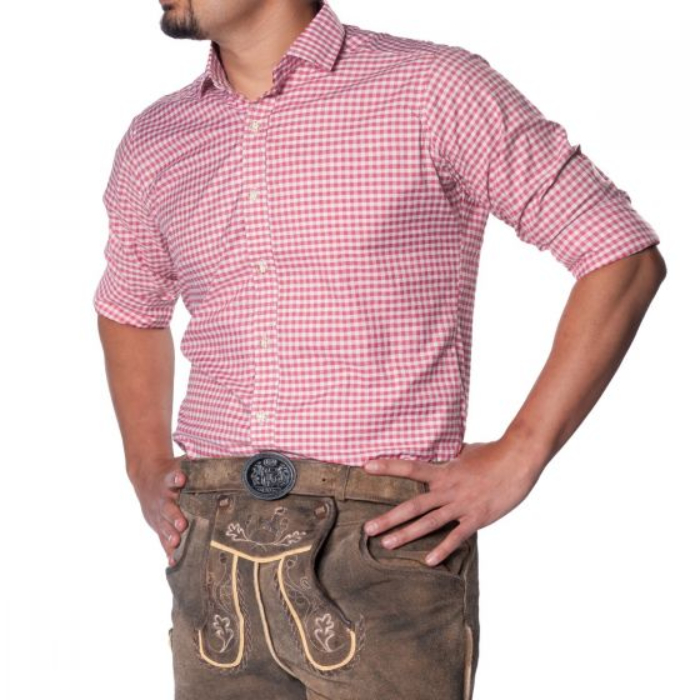 Oktoberfest Tyroler Skjorte i Pink - Leopold Deluxe