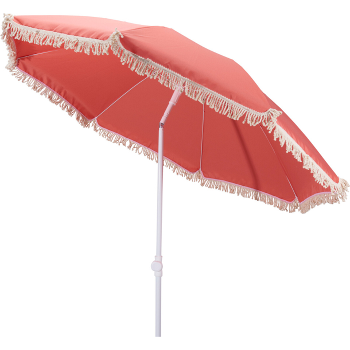 Parasol Med Frynser   Grapefarve ø180x200cm