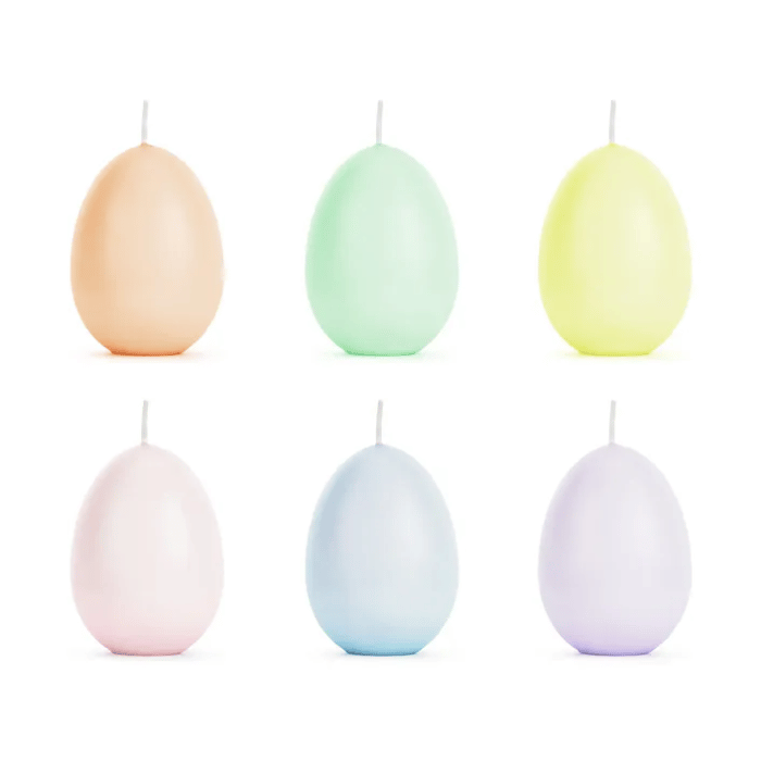 Pastel Påskeæg Stearinlys - Sæt med 6 stk.