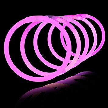 Selvlysende Pink Knæklys Armbånd - 100 stk.