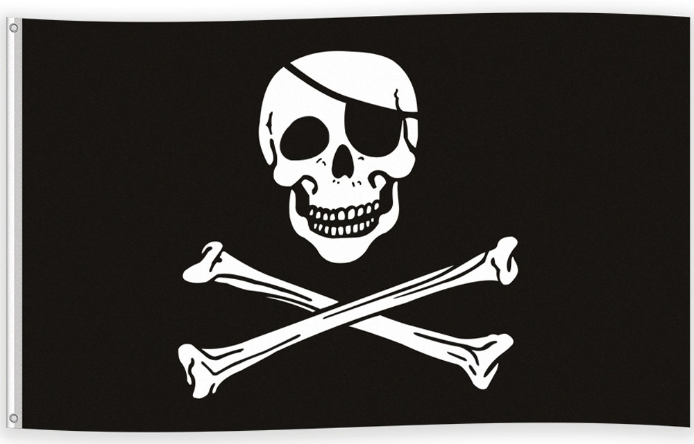 Jolly Roger Piratflag 90x150 cm til Temafest og Dekoration