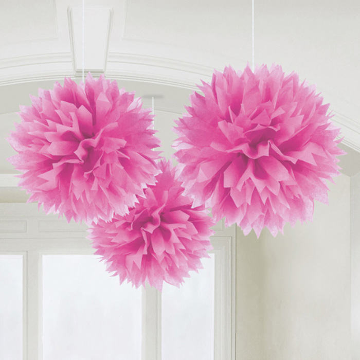 Pomponer i Pink - 3 stk. til festlige anledninger