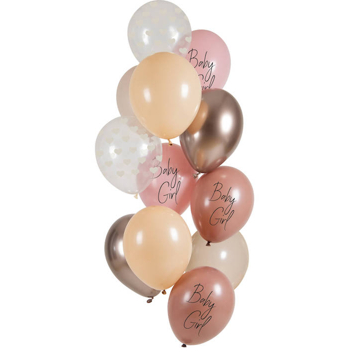 "Baby Girl Balloner Pink 12 Stk - Perfekt til Fest!"