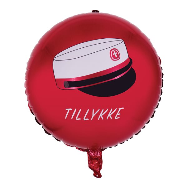 Rød Hue Tillykke Folieballon - Festlig Dekoration 45 cm