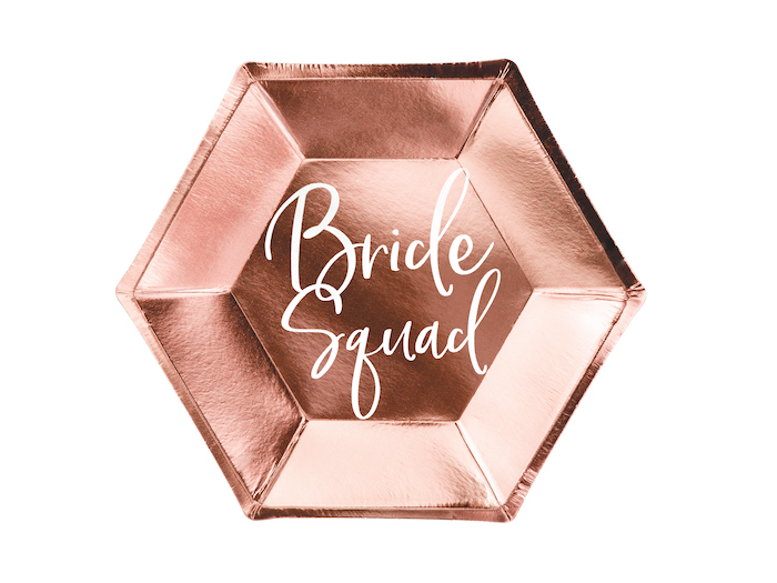 Rose Gold Bride Squad Paptallerken 6x 23 cm - Feststemning!