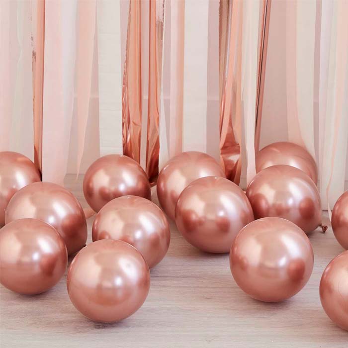 Rose Gold Chrome Mini Balloner - 40 stk. til fest!