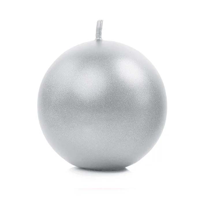 Runde Metallic Sølv Stearinlys til Fest - 10 cm