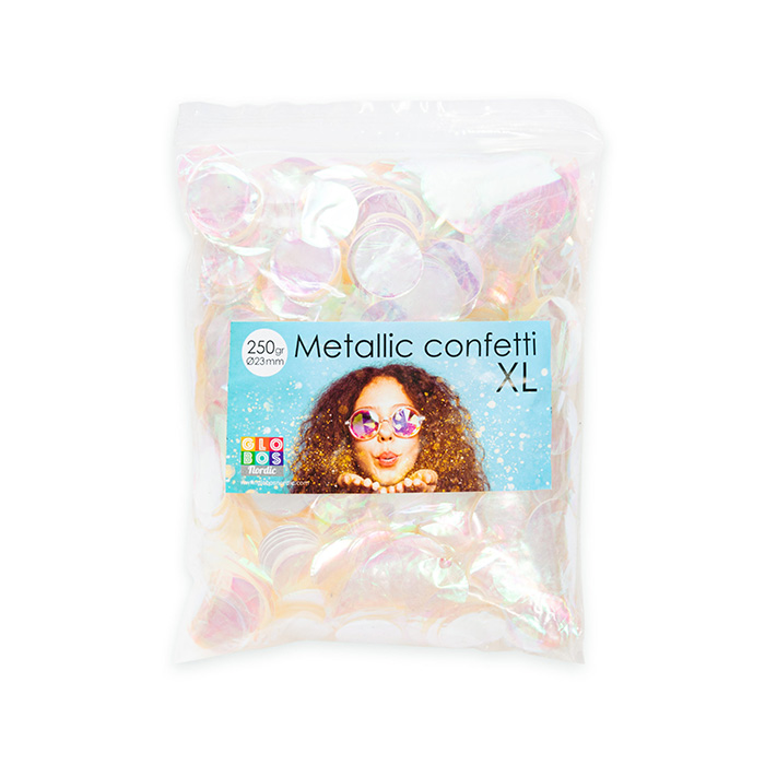 Rundt Metallisk Perlemor Konfetti - 250 Gram Tilbud!