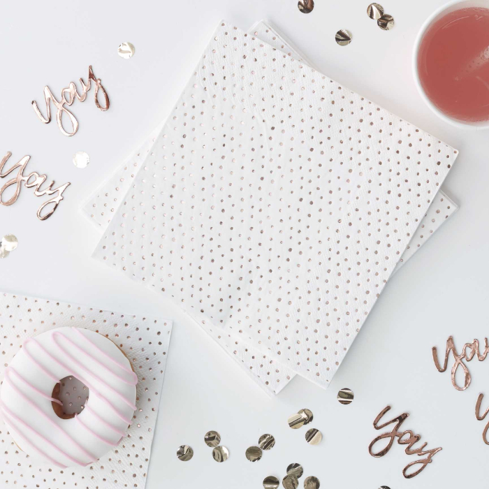 Servietter    Rose Gold Prikker 16x 33   33