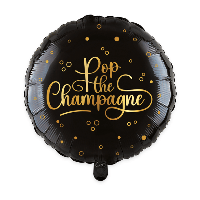 Sort Folieballon - Pop The Champagne 45 cm