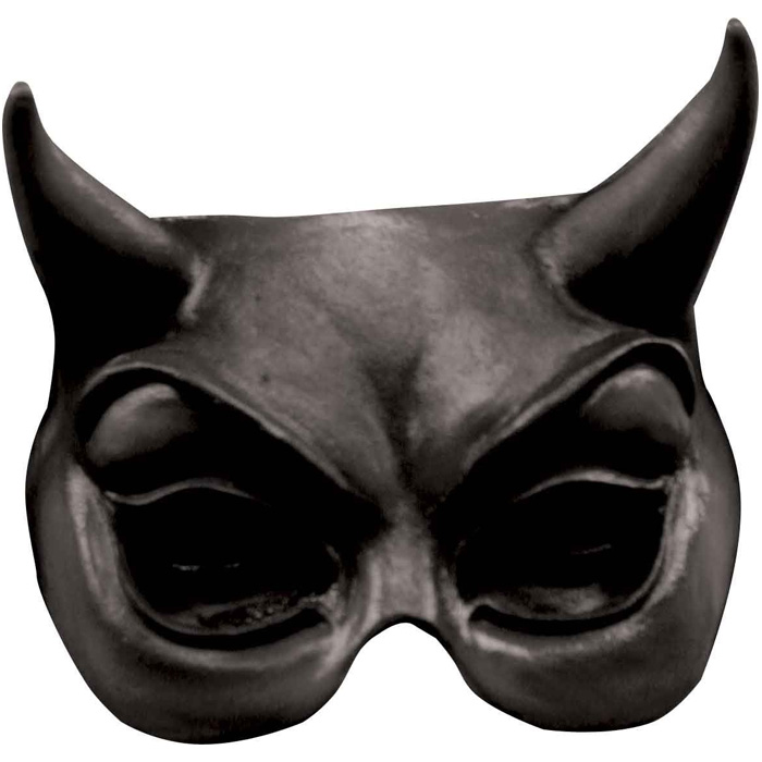 Sort Halv Djævle Maske - Perfekt til Halloween Fest!