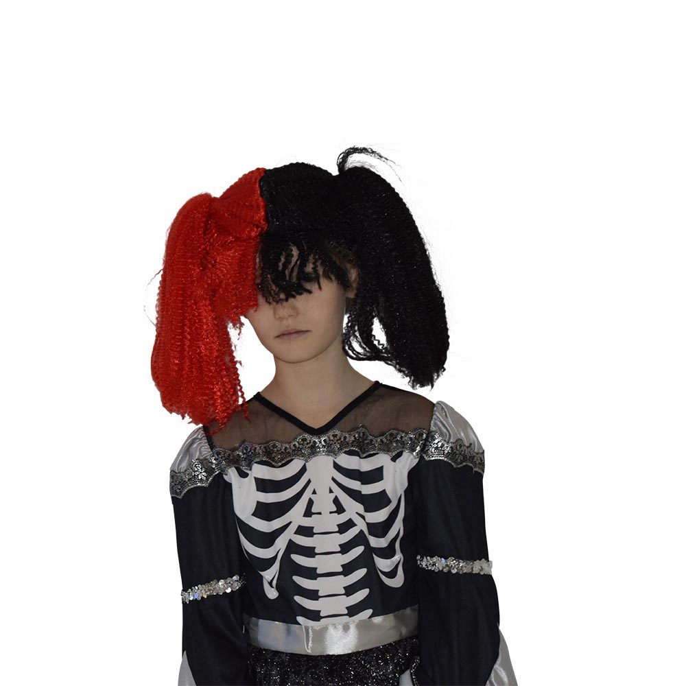 Sort og Rød Børneparyk til Halloween og Fester - Bestil nu!