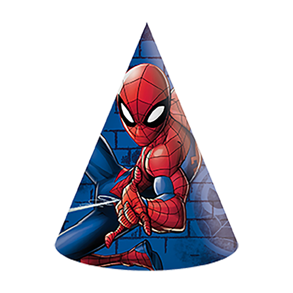 Spiderman Festhatte i Blå - 6 stk. til Superheltefesten
